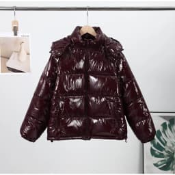 Fashion Shiny Solid Hooded Quilted Jacket Women Stand Collar Long Sleeve Zipper Pocket Street Warm Coat 2026 Winter Lady Outwear