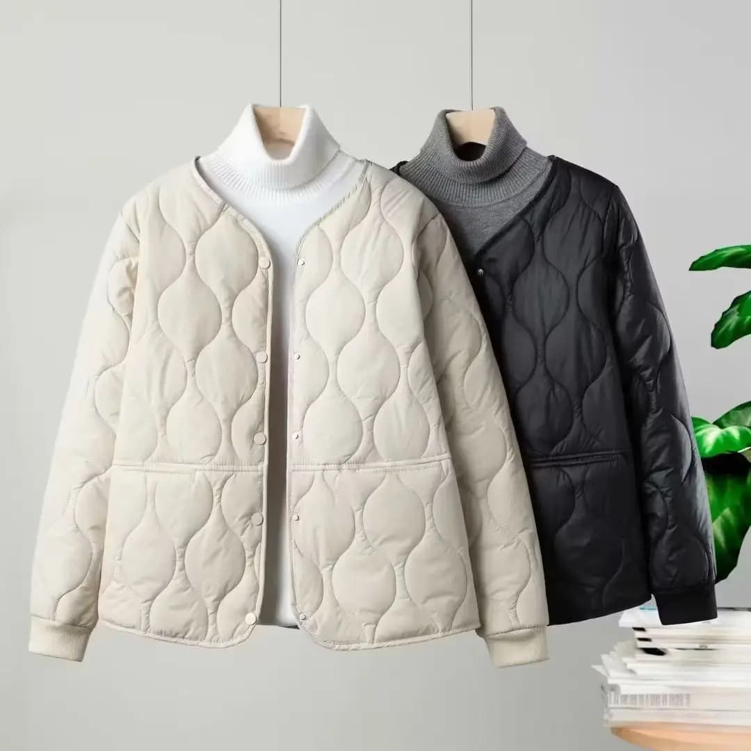 Autumn Winter Quilted Jacket Warm Women Parkas Lightweight Cotton-padded Jacket Long Sleeve Single-breasted Chic Coat Windproof