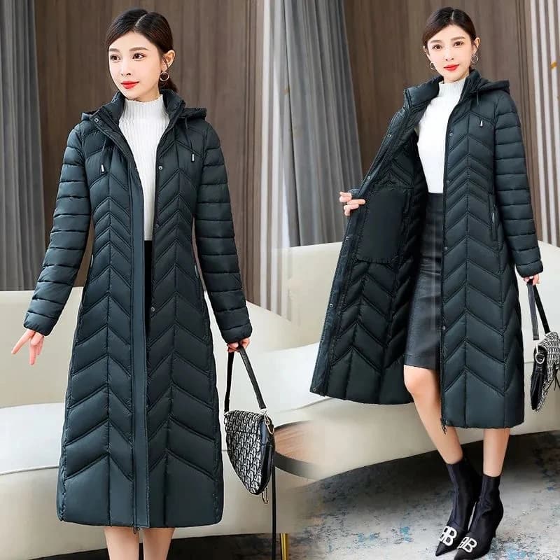 2026 NEW Winter Hooded Down Jacket 5XL Women's Warm Parka Fashion Down Cotton Women Long Coat Slim Temperament Female Overcoat