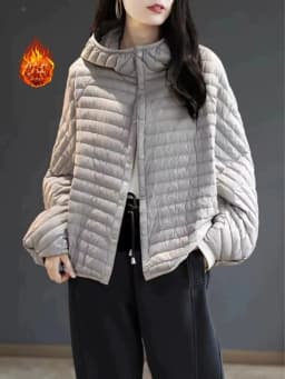 Slim Fit Hooded down Cotton Jacket Lightweight Stripe Pattern Women's Fashionable Warm Cotton Coat Single Button Closure Long...