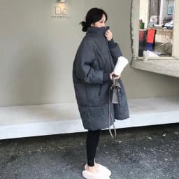 Loose Women's Cotton Jacket 2026 New Style Casual Fashion Hong Kong Style Mid-Length Korean Version Thickened Polyester Fill