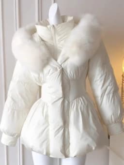 Slimming Effect Hooded Mid-Length Cotton Jacket Women's Fashionable Winter Outerwear with Fur Collar Korean Style Thickened