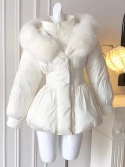 Slimming Effect Hooded Mid-Length Cotton Jacket Women's Fashionable Winter Outerwear with Fur Collar Korean Style Thickened