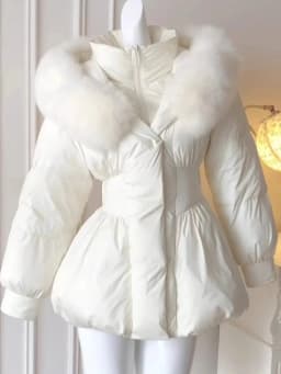 Slimming Effect Hooded Mid-Length Cotton Jacket Women's Fashionable Winter Outerwear with Fur Collar Korean Style Thickened