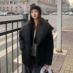 Women's Winter Lapel Puffer Jacket Loose Y2K Fashion Down Cotton Coat Woman Solid Color Casual Windproof Warm Cropped Parkas