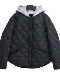 2026 New Fashion Autumn Winter Women's Casual Hooded Solid Black Padded Bomber Coats Female Basic Quilted Loose Parkas Jackets