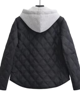 2026 New Fashion Autumn Winter Women's Casual Hooded Solid Black Padded Bomber Coats Female Basic Quilted Loose Parkas Jackets
