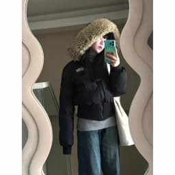 Korean Chic Slim Waist Short Parkas Y2k Harajuku Grunge Print Patchwork Fluffy Hooded Cotton Jacket Autumn Winter New Warm Top