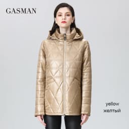 GASMAN 2022 NEW Spring Autumn Jackets Short fashion zipper Women coat Lightweight warm Women's jacket Hooded outwear 81071