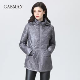 GASMAN 2022 NEW Spring Autumn Jackets Short fashion zipper Women coat Lightweight warm Women's jacket Hooded outwear 81071
