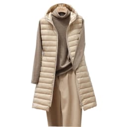 Ladies Medium and Long Style Pure Color Hooded Light down Cotton Vest Jacket Autumn and Winter Slim Sleeveless Women Parkas Vest
