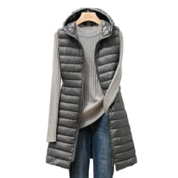 Ladies Medium and Long Style Pure Color Hooded Light down Cotton Vest Jacket Autumn and Winter Slim Sleeveless Women Parkas Vest