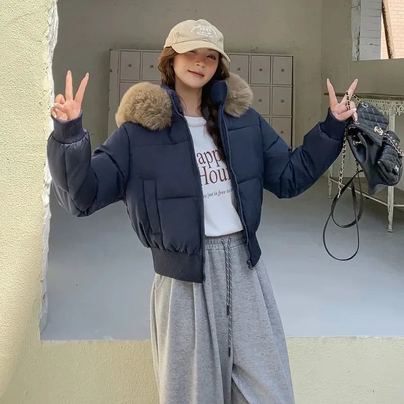 New Ladies Down Cotton-padded Jacket 2025 Lapel Fashion Joker Female Winter Coat Temperament High quality Korean Women Outwear