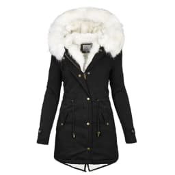 Women's Winter Long Cotton Clothes Jacket Casual Thick Warm Faux Fur Plush Hooded Fur Collar Parkas Coat Commuting Clothing New
