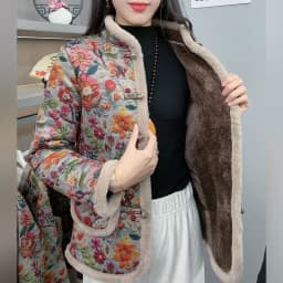 Thickened Fleece Winter New Style Women's Cotton Jacket Floral Warm Fashionable Coat Lady's Winter Outerwear Cotton Padded Coat