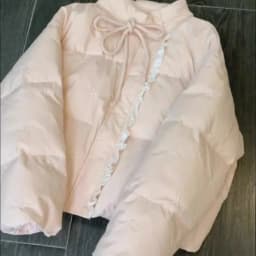 Pink Bow Knot Tied Cotton Jaet Women's Winter Faion High-End Feel Patchwork Coat Long Sve f High Collar Single Button