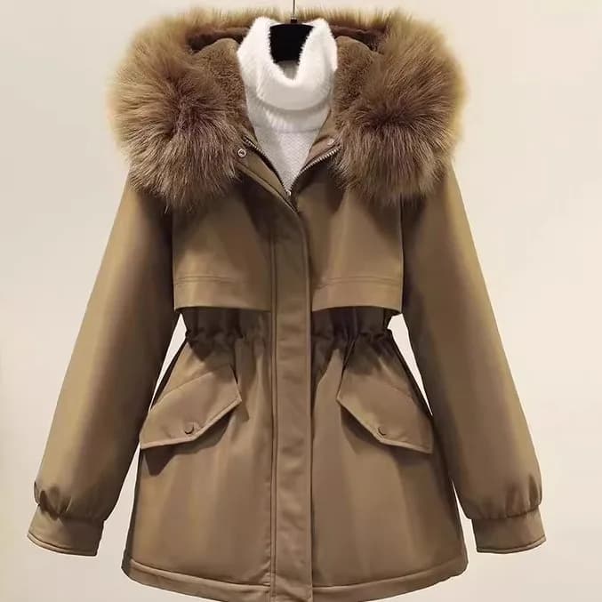 Women's Winter Warm Hooded down Jacket Coat Street Style Loose Fit Knitted Long Sleeve Mid-Length Overcoat from China