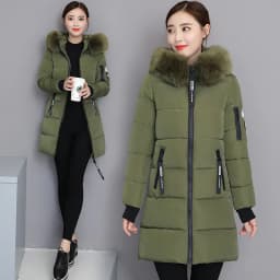 Parkas Women 2026 Winter Jacket Coat High Quality Hooded Fur Collar Outwear Female Parka Thick Cotton Padded Female Overcoat