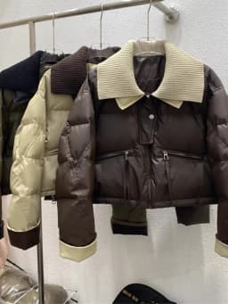 Women Coffee Parkas Jacket Thicken Warm Long Sleeve Turtleneck Padded Coat Vintage Overcoat Streetwear 2000s Clothes Winter 2024
