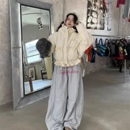 2024 New Pleated Autumn Winter Parkas Korean Sweet Bow Appliques Fashion Popular Y2k Aesthetic Coats Harajuku Girl Clothes