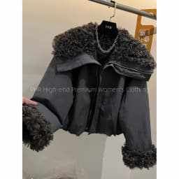 Neploe Moda Europe New Winter Parkas Fur Turn-down Collar Warm Thicked Women Clothing Loose Short Lambswool Minority Crop Tops