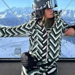 Striped Ski Suit Women Waterproof Stand Collar Hooded Snow Coat Sport Parkas Zipper Jumpsuit 2026 NEW Thick Warm Lady Skiwears