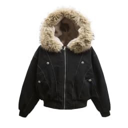 Autumn Winter Cotton Padded Jacket Women Outerwear Thick Warm Oversize Short Coat Female Hooded Long Sleeve Fur Collar Parkas