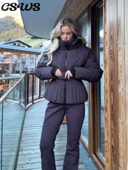 Fashion Cotton Belt Jacket Women Thicken Pleated Long Sleeve Stand Collar Zippers Female Outwear 2026 Winter Lady Ski Coats