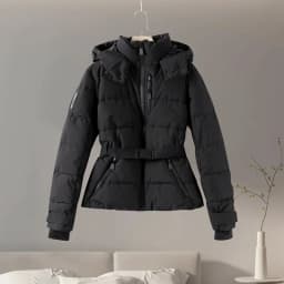 Fashion Cotton Belt Jacket Women Thicken Pleated Long Sleeve Stand Collar Zippers Female Outwear 2026 Winter Lady Ski Coats