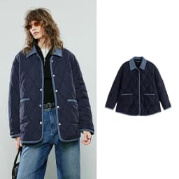 TOYOUTH Women Cotton Coats 2025 Winter NewAsymmetric Contrast Color Spliced Retro Diamond Check Warm Loose Padded Jacket