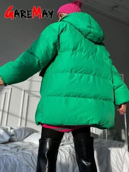 Women's Winter Parka 2025 Warm Jacket Blue Vintage Padded Thick Oversize Black Cotton Winter Quilted Coat with Hood for Women