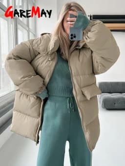 Women's Winter Parka 2025 Warm Jacket Blue Vintage Padded Thick Oversize Black Cotton Winter Quilted Coat with Hood for Women