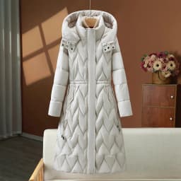 Women Hooded Long Parkas Coats Solid Overcoat Single Breasted Full Sleeves Stand Collar Office Lady Casual 2025 Autumn Winter