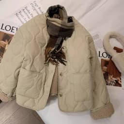 Lamb Fur Lined Thickened Cotton Jacket Women's Spring Autumn Outerwear Warm Stylish Commute Style Loose Fit Single Button