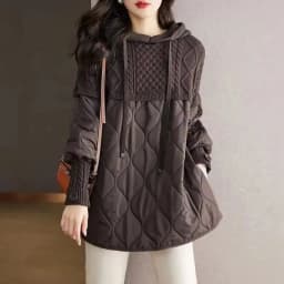 Down Cotton Jacket 2025 Comfortable Elegant Loose Women's Winter Parka Hooded Splicing Appear Thin Female Knitting Jacket