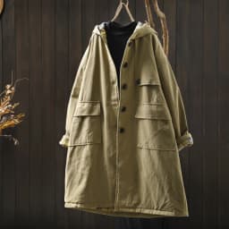 Johnature Women Vintage Hooded Button Parkas Plus Cotton Winter Coats Solid Color Patchwork Pockets 2025 New Warm Long Parkas