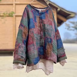Johnature Women Chinese Style Ramie Parkas O-Neck Long Sleeve Button Coats 2025 Winter New Vintage Women Parkas