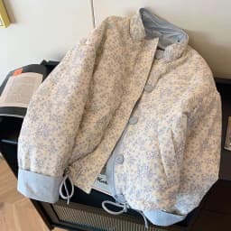 Neploe Literary Korea Gentle Print Veste Femme Stand Collar Short New Age Reduction Jacket Casual Warm Thicked Panelled Mujer