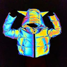 Winter Women Rainbow Reflective Horn Hooded Parkas Down Bubble Coat Puffer Jacket Bling Luminous Cute Hooded Down Jacket Outcoat