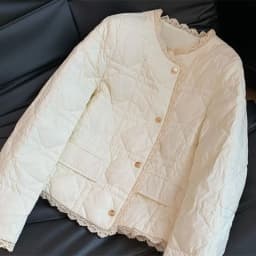 Small Fragrance Style Cotton Coat for Women New Autumn Winter Jacket Fashion Round Neck Lace Edge Warm Parker Overcoat