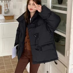 Off-season Women's Down Cotton Loose Coat 2026 New Winter Female Korean Horn Button Jacket Bread Ladies Student Overwear