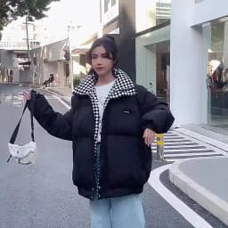 Checkerboard Plaid Cotton Jacket For Women 2023 Winter New Sen Style Down Bun Jacket ins Korean Version Loose Cotton Coat Trend