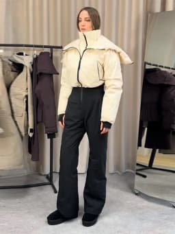 Cotton Padded Ski Jumpsuit Sets Women Zipper High Waist Windproof Outwear Wide Leg Snow 2025 Winter Sports Street Lady Skiwear