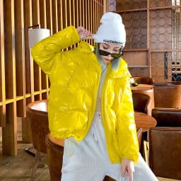 Candy Colors Hooded Glossy Cotton-padded Coat Women Short Warm Parkas 2026 Winter Casual Long Sleeve Cotton-clothes Outerwear