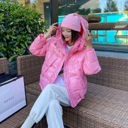 Candy Colors Hooded Glossy Cotton-padded Coat Women Short Warm Parkas 2026 Winter Casual Long Sleeve Cotton-clothes Outerwear