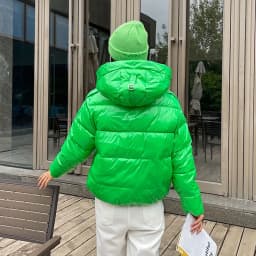 Candy Colors Hooded Glossy Cotton-padded Coat Women Short Warm Parkas 2026 Winter Casual Long Sleeve Cotton-clothes Outerwear
