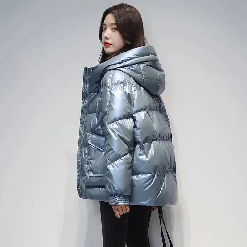 Short Down cotton Jacket For women's Winter 2026 New Glossy Fashion Loose Thick Coat Female Casual Cotton Hooded Parka Jackets