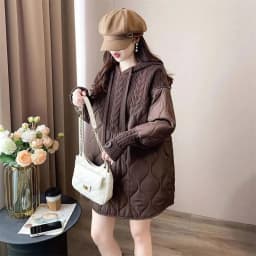 Women Literary Artistic Retro Patchwork Hooded Cotton Jacket Female Winter New Loose Slim Casual Mid Length Cotton Coat Pullover