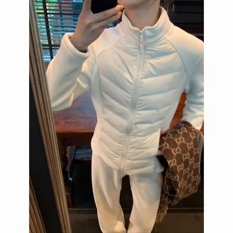 Slim Fit Splice Style Sporty Lightweight Cotton Jacket Women's Inner Polyester Filling Stand Collar Outdoor Winter Coat