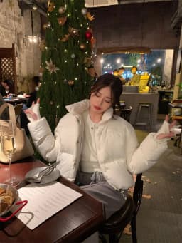 High Waist Cotton Jacket Women's Winter Fashion Sweet Style Thickened Long Sleeve Short Coat Stand Collar Bread Slimming Effect
